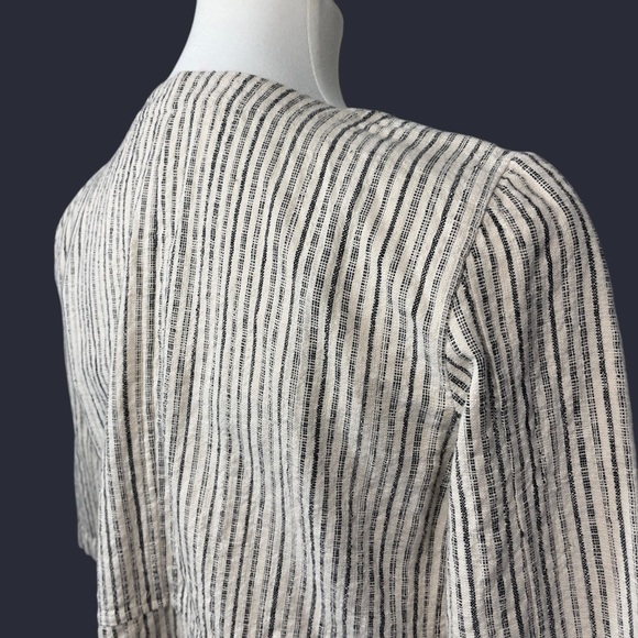 Eileen Fisher Organic Cotton Striped Women's Open Front Jacket XXS - Picture 5 of 10